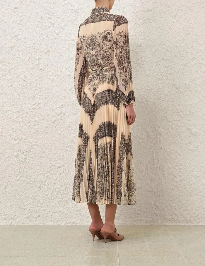 Women Skirts Zimmermann Sunray Pleated Skirt Tea Paisley