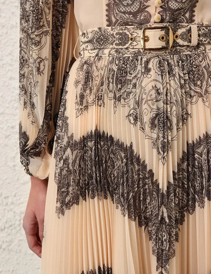 Women Skirts Zimmermann Sunray Pleated Skirt Tea Paisley