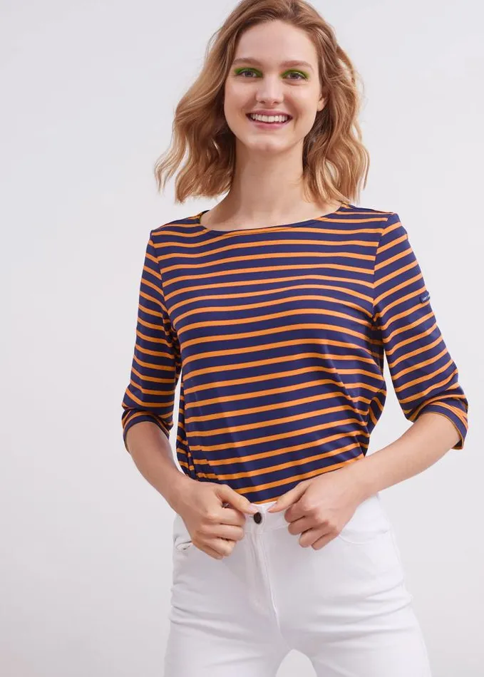 Women Summer Collection Saint James PHARE Indigo Neon Orange