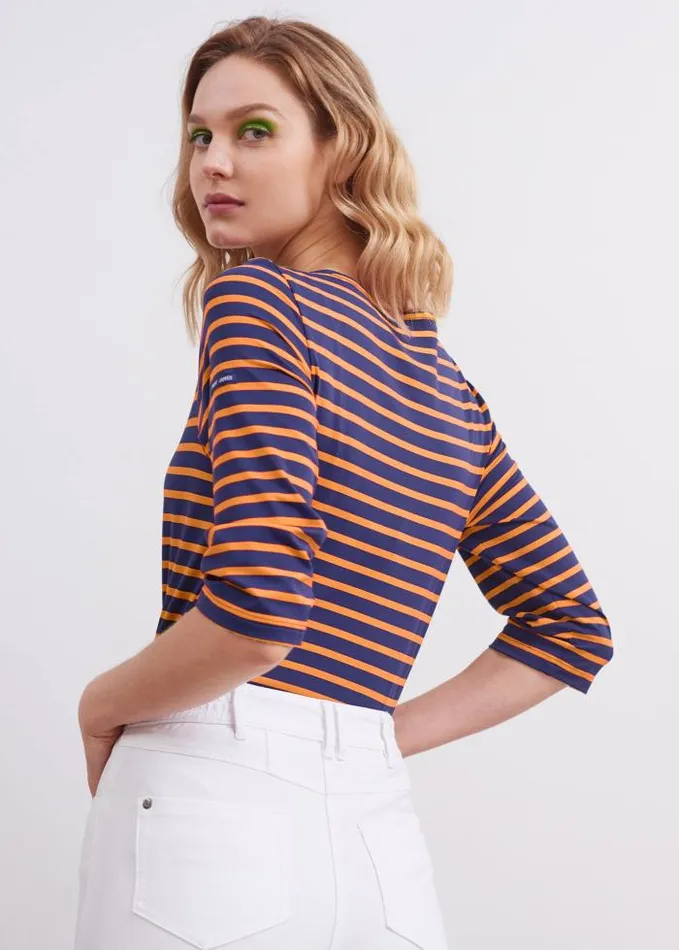 Women Summer Collection Saint James PHARE Indigo Neon Orange