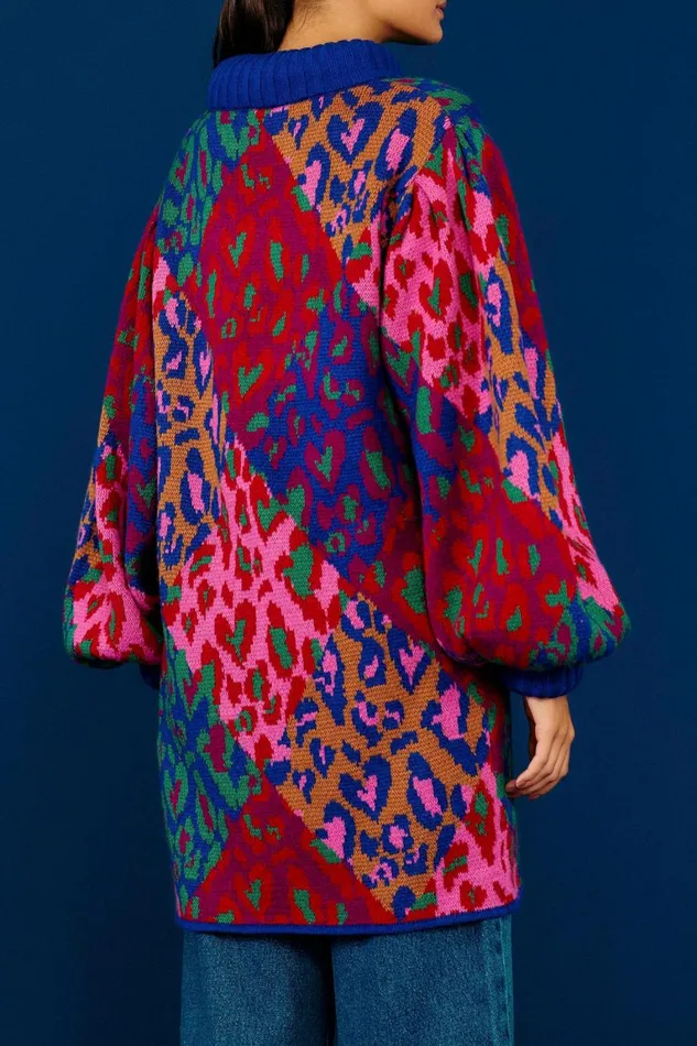 Women Sweaters and Sweatshirts Farm Rio Mixed Leopard Pop Sweater Dress