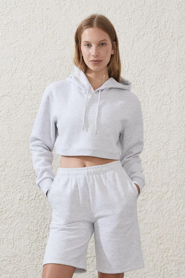 Women Sweats and Hoodies Cotton On Plush Cross Back Shrug Cloudy Grey Marle