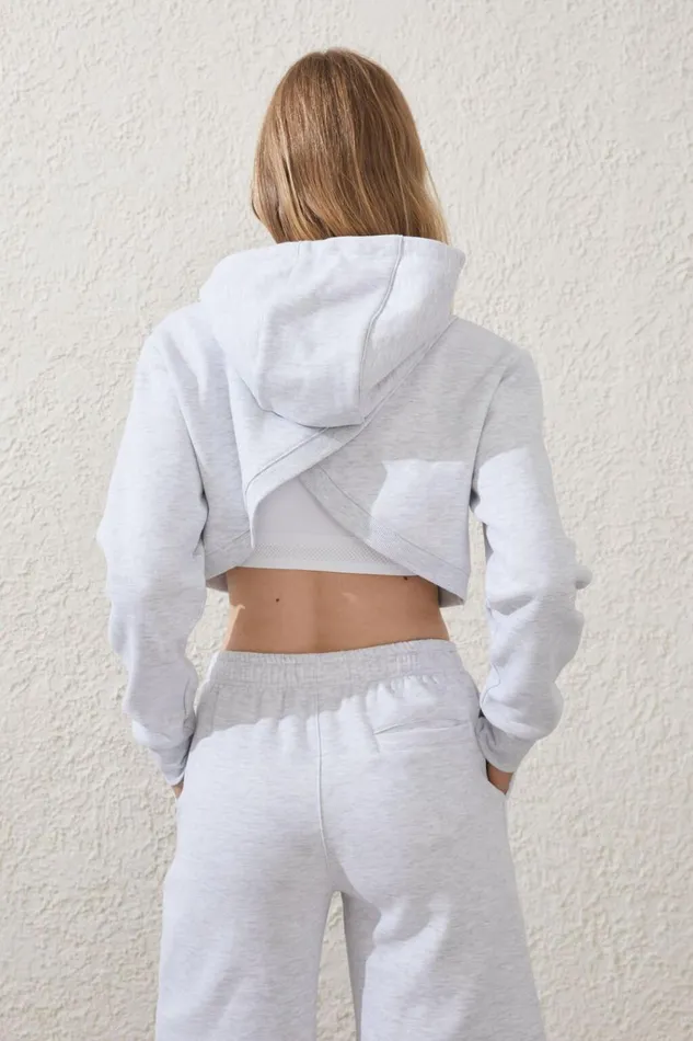 Women Sweats and Hoodies Cotton On Plush Cross Back Shrug Cloudy Grey Marle