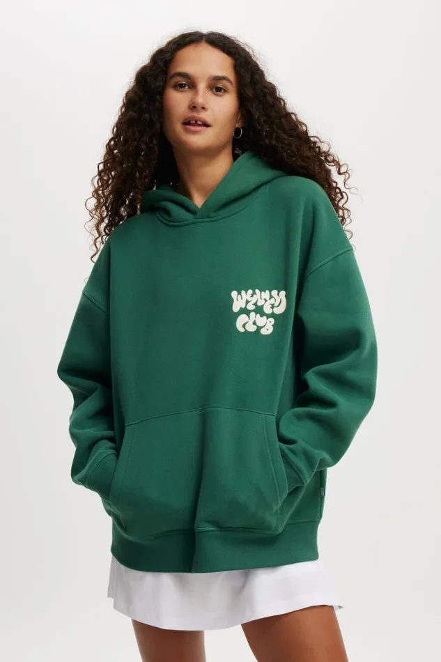 Women Sweats and Hoodies Cotton On Plush Premium Graphic Hoodie Sporty Greenbhwc Wellness Club Women Sweats and Hoodies Cotton On Plush Premium Graphic Hoodie Sporty Greenbhwc Wellness Club