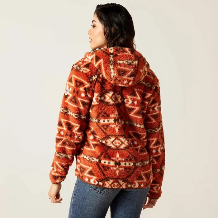 Women Sweatshirts and Hoodies Ariat REAL Berber Pullover Sweatshirt Burnt Brick Print