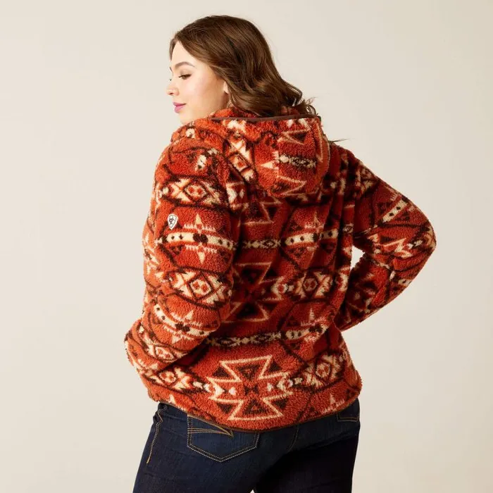 Women Sweatshirts and Hoodies Ariat REAL Berber Pullover Sweatshirt Burnt Brick Print