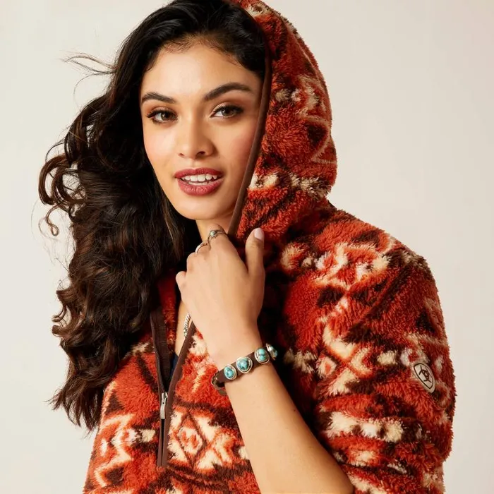 Women Sweatshirts and Hoodies Ariat REAL Berber Pullover Sweatshirt Burnt Brick Print