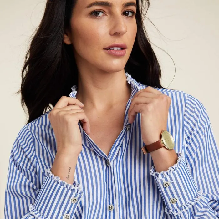Women TShirts and Tops Ariat Clarion Blouse Sky Pinstripe