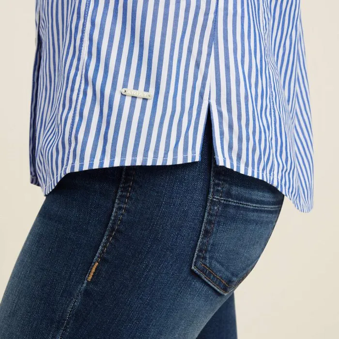 Women TShirts and Tops Ariat Clarion Blouse Sky Pinstripe
