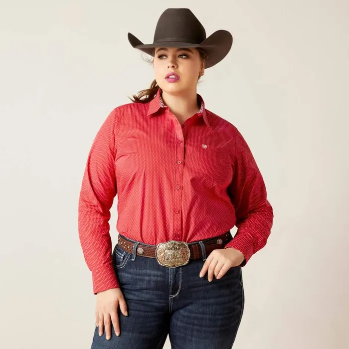Women TShirts and Tops Ariat Kirby Stretch Shirt Cardinal Dot Women TShirts and Tops Ariat Kirby Stretch Shirt Cardinal Dot