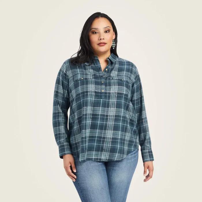 Women TShirts and Tops Ariat REAL Billie Jean Popover Shirt Lurex Plaid Women TShirts and Tops Ariat REAL Billie Jean Popover Shirt Lurex Plaid