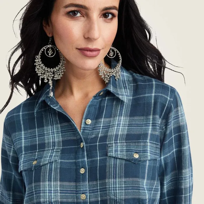 Women TShirts and Tops Ariat REAL Billie Jean Popover Shirt Lurex Plaid Women TShirts and Tops Ariat REAL Billie Jean Popover Shirt Lurex Plaid