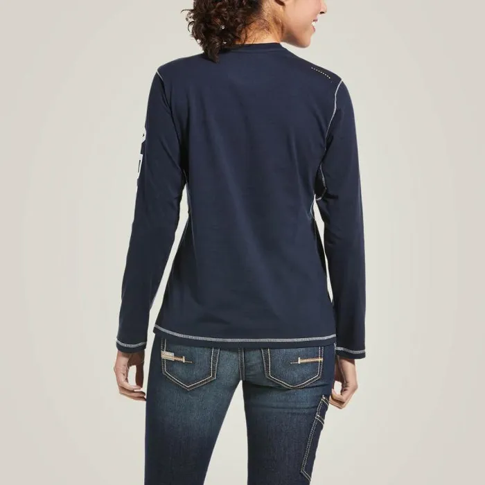 Women TShirts and Tops Ariat Rebar Workman Logo TShirt Navy Women TShirts and Tops Ariat Rebar Workman Logo TShirt Navy