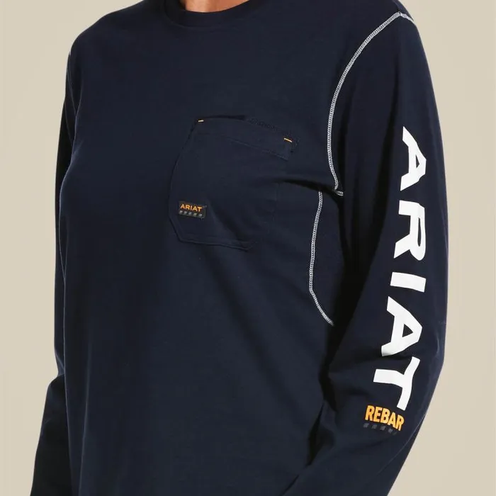 Women TShirts and Tops Ariat Rebar Workman Logo TShirt Navy Women TShirts and Tops Ariat Rebar Workman Logo TShirt Navy