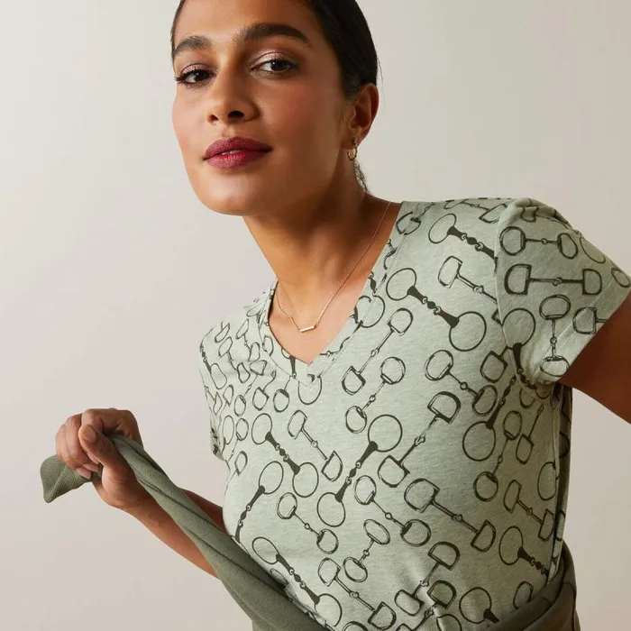 Women TShirts and Tops Ariat Snaffle TShirt Basil Heather Women TShirts and Tops Ariat Snaffle TShirt Basil Heather