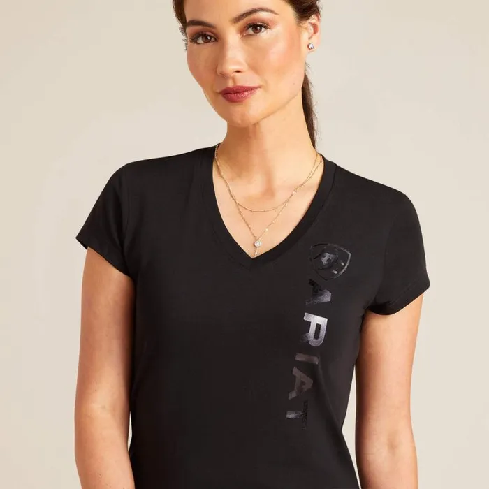 Women TShirts and Tops Ariat Vertical Logo V TShirt Black Women TShirts and Tops Ariat Vertical Logo V TShirt Black