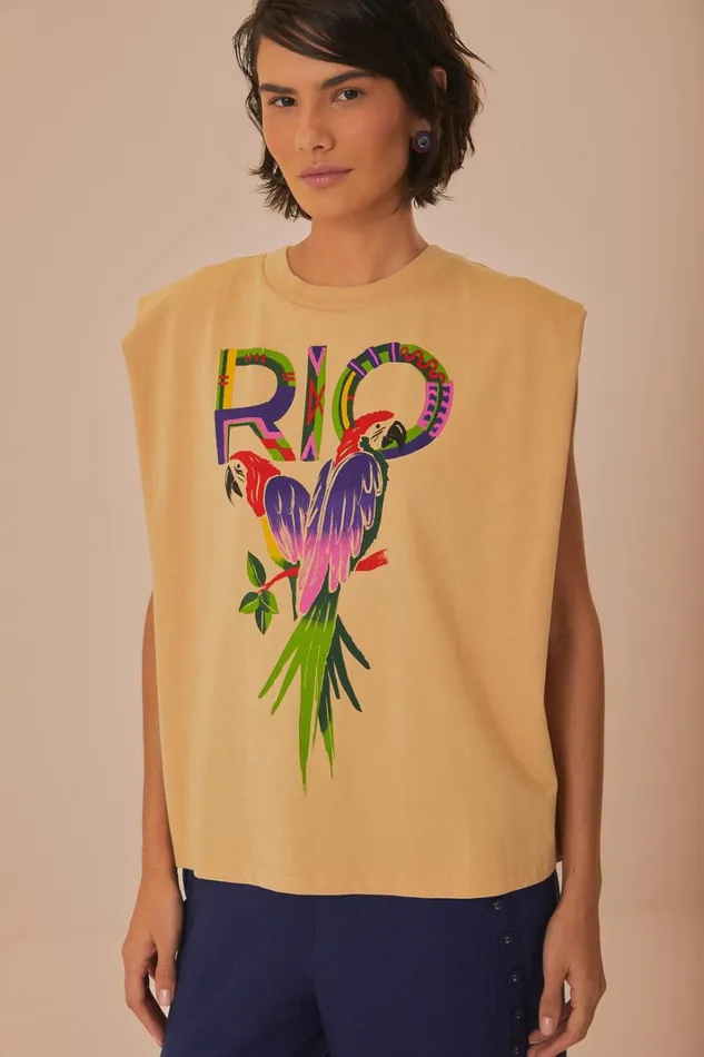 Women TShirts Farm Rio Sand Rio Shoulder Pad Organic Cotton TShirt