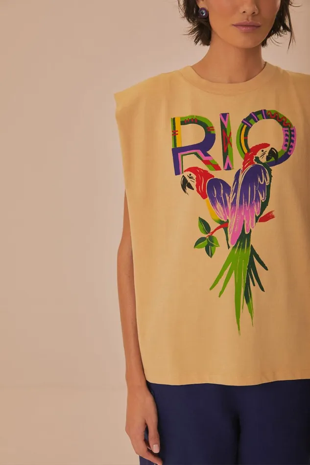 Women TShirts Farm Rio Sand Rio Shoulder Pad Organic Cotton TShirt