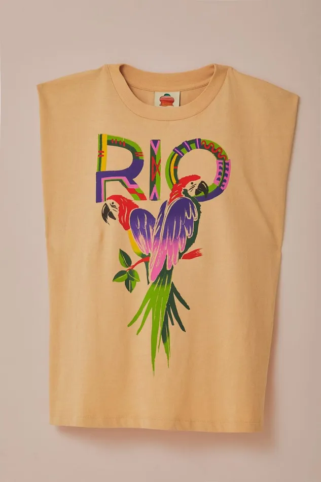 Women TShirts Farm Rio Sand Rio Shoulder Pad Organic Cotton TShirt