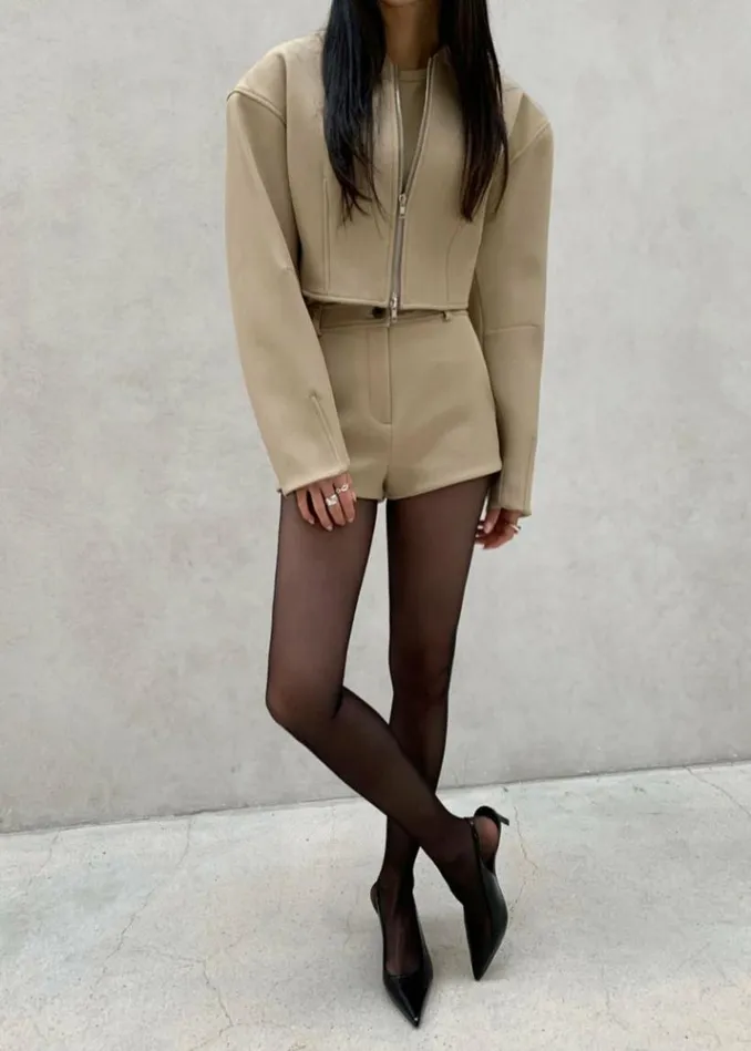 Women The Frankie Shop Banks Cropped Jacket 8211 Beige Beige