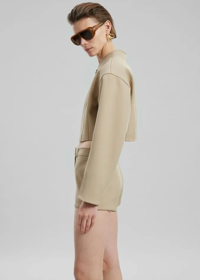 Women The Frankie Shop Banks Cropped Jacket 8211 Beige Beige