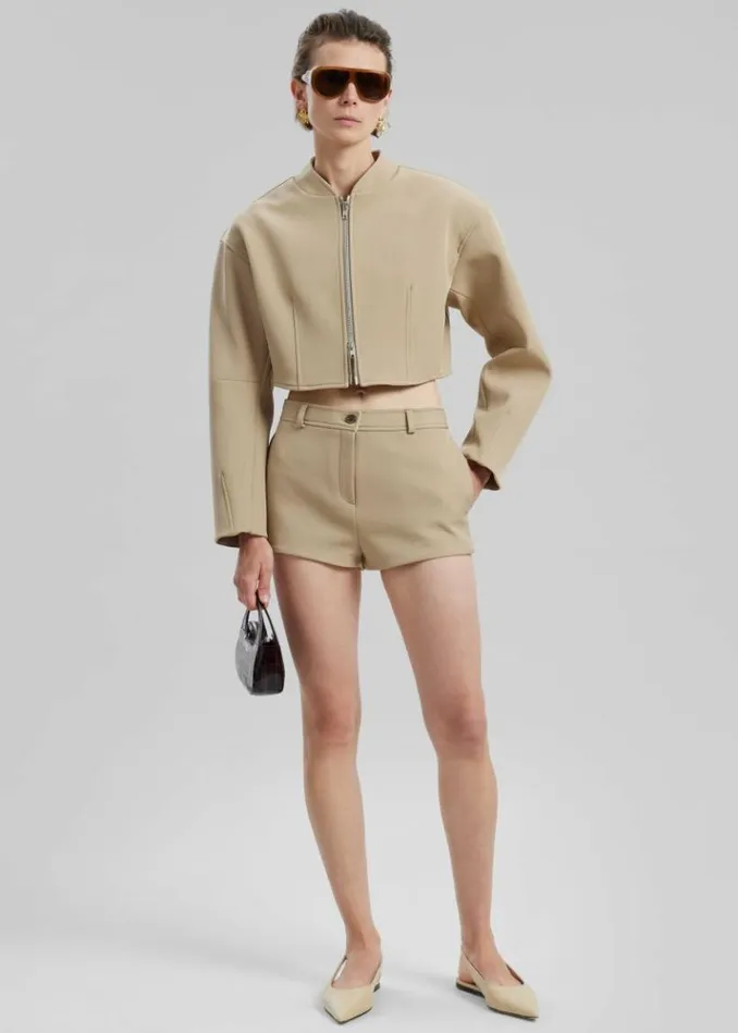 Women The Frankie Shop Banks Cropped Jacket 8211 Beige Beige