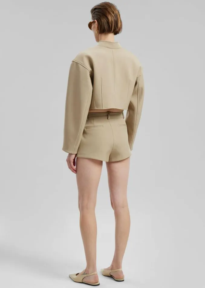 Women The Frankie Shop Banks Cropped Jacket 8211 Beige Beige