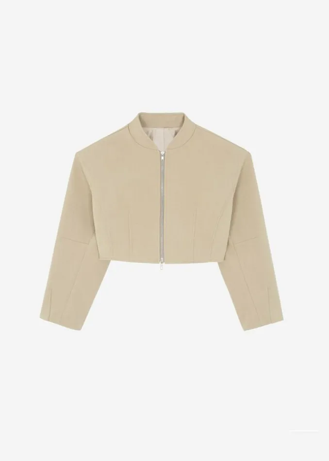Women The Frankie Shop Banks Cropped Jacket 8211 Beige Beige