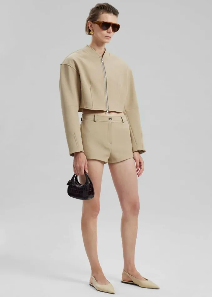 Women The Frankie Shop Banks Cropped Jacket 8211 Beige Beige