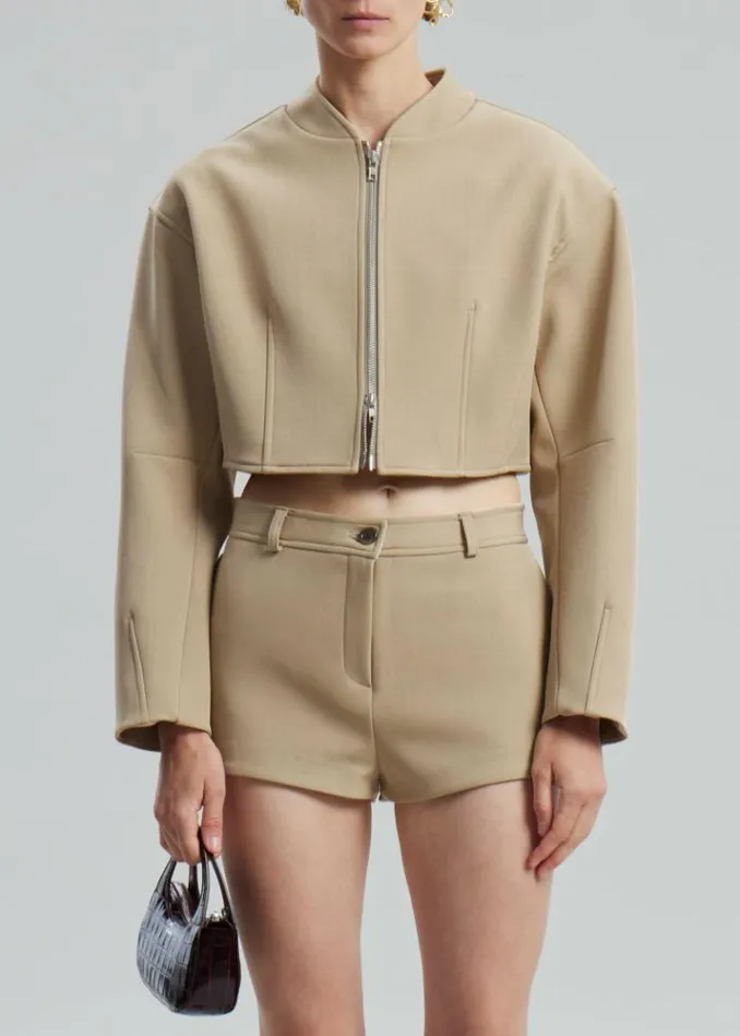 Women The Frankie Shop Banks Cropped Jacket 8211 Beige Beige