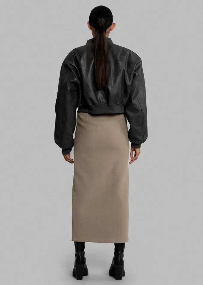 Women The Frankie Shop Gae Faux Leather Cropped Bomber 8211 Charcoal Charcoal