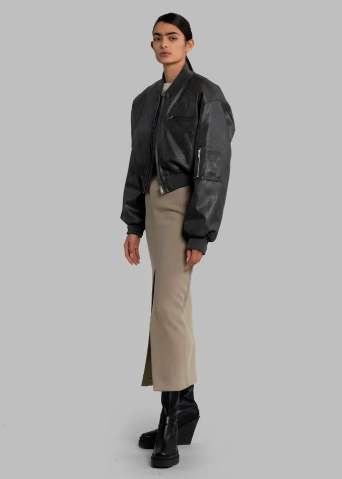 Women The Frankie Shop Gae Faux Leather Cropped Bomber 8211 Charcoal Charcoal
