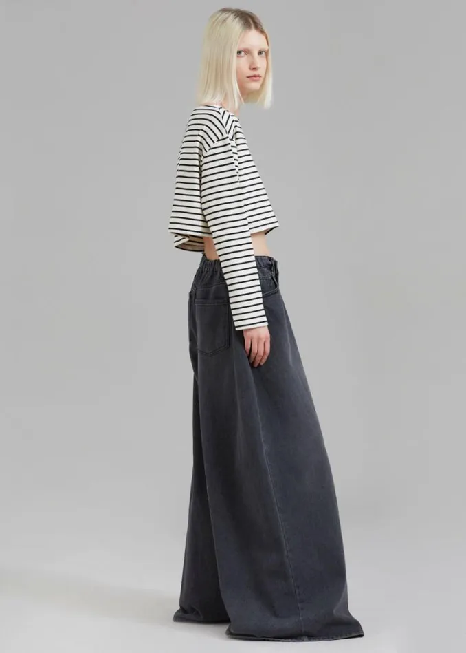Women The Frankie Shop Sasha Wide Leg Jeans 8211 Dark Grey Dark Grey