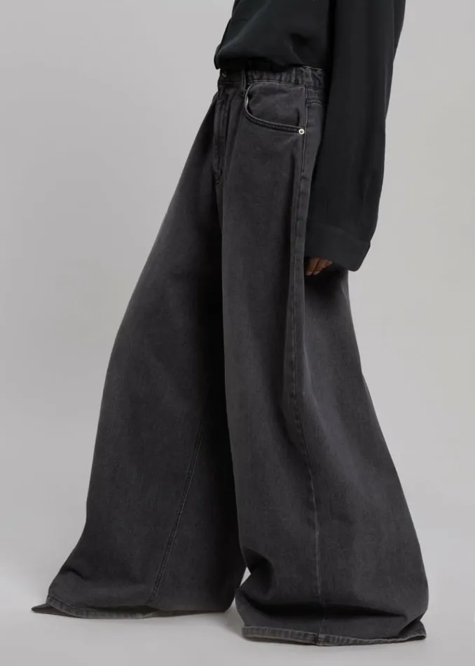 Women The Frankie Shop Sasha Wide Leg Jeans 8211 Dark Grey Dark Grey