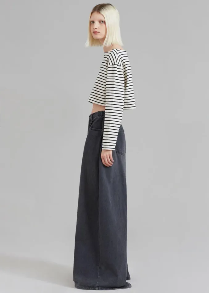 Women The Frankie Shop Sasha Wide Leg Jeans 8211 Dark Grey Dark Grey