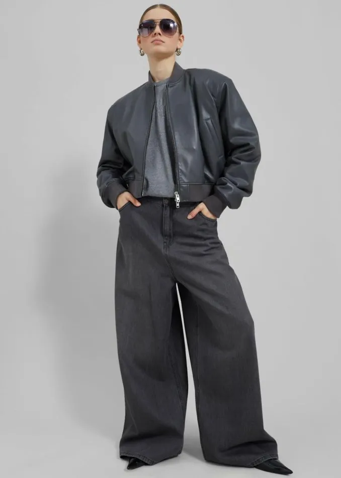 Women The Frankie Shop Sasha Wide Leg Jeans 8211 Dark Grey Dark Grey