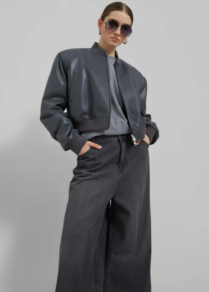 Women The Frankie Shop Sasha Wide Leg Jeans 8211 Dark Grey Dark Grey
