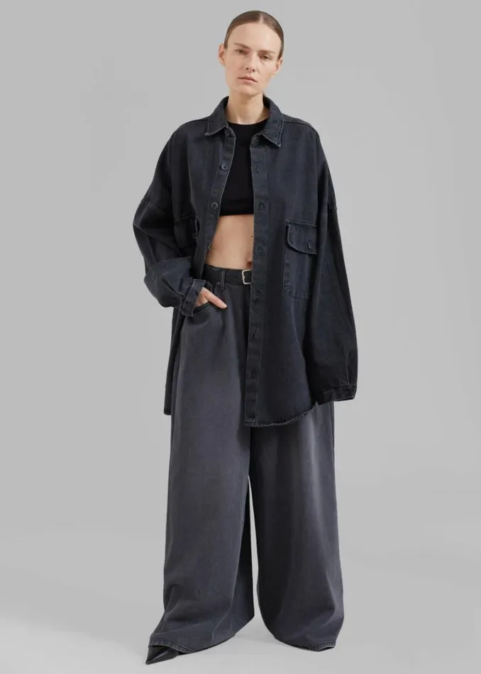 Women The Frankie Shop Sasha Wide Leg Jeans 8211 Dark Grey Dark Grey