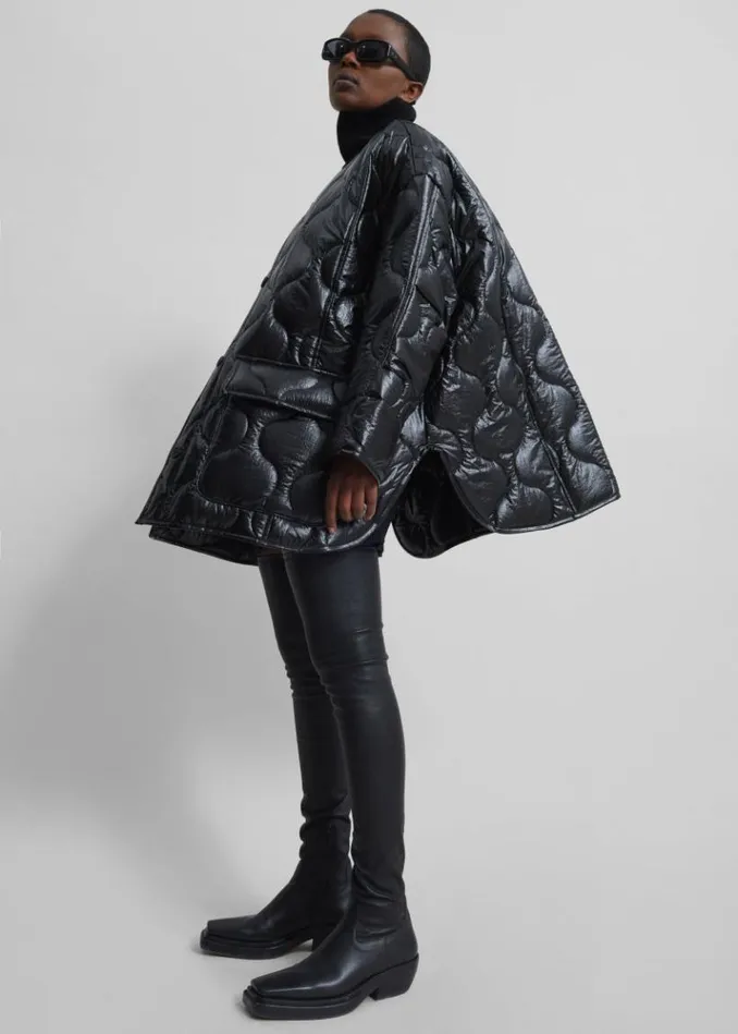 Women The Frankie Shop Teddy Quilted Jacket 8211 Glossy Black Glossy Black