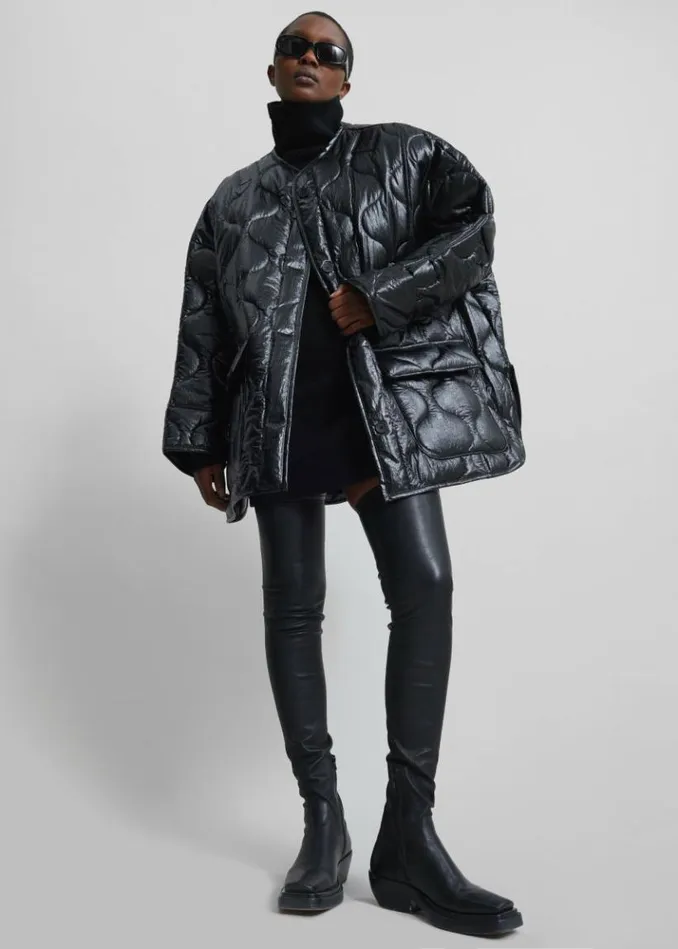 Women The Frankie Shop Teddy Quilted Jacket 8211 Glossy Black Glossy Black