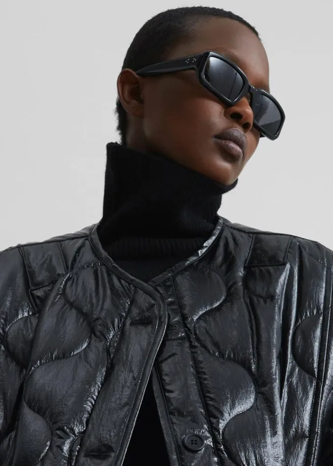 Women The Frankie Shop Teddy Quilted Jacket 8211 Glossy Black Glossy Black