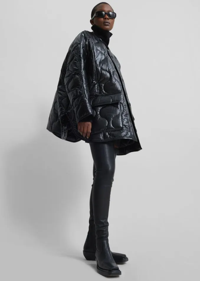Women The Frankie Shop Teddy Quilted Jacket 8211 Glossy Black Glossy Black