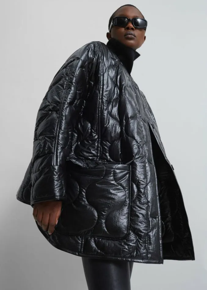 Women The Frankie Shop Teddy Quilted Jacket 8211 Glossy Black Glossy Black