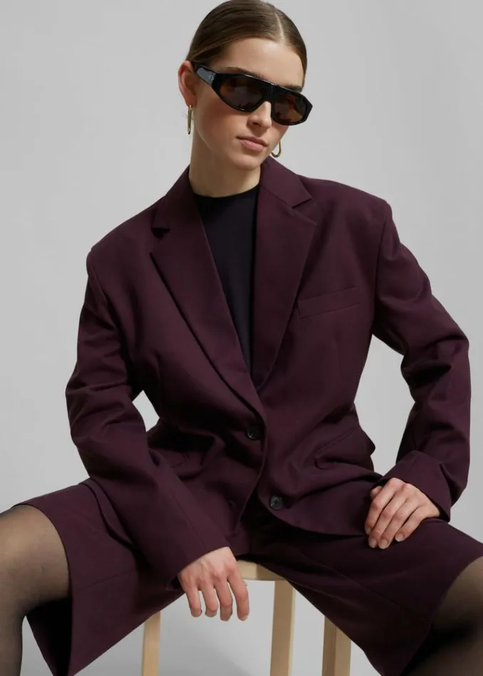 Women The Frankie Shop Wilma Blazer 8211 Burgundy Burgundy