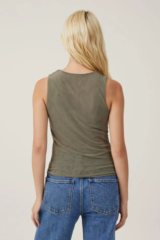 Women Tops Cotton On Becca Gathered Tank Woodland