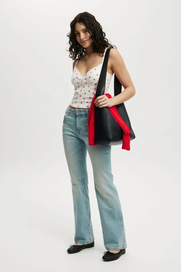 Women Tops Cotton On Darcie Strappy Cami Bobbi Ditsy Cherry Rouge