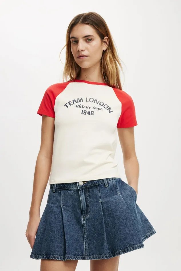 Women Tops Cotton On Fitted Graphic Lcn Raglan Longline Tee Team London Scarlet Red Cregraveme Fraiche Women Tops Cotton On Fitted Graphic Lcn Raglan Longline Tee Team London Scarlet Red Cregraveme Fraiche