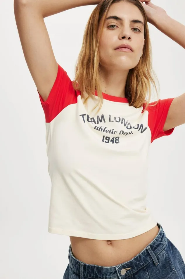 Women Tops Cotton On Fitted Graphic Lcn Raglan Longline Tee Team London Scarlet Red Cregraveme Fraiche Women Tops Cotton On Fitted Graphic Lcn Raglan Longline Tee Team London Scarlet Red Cregraveme Fraiche