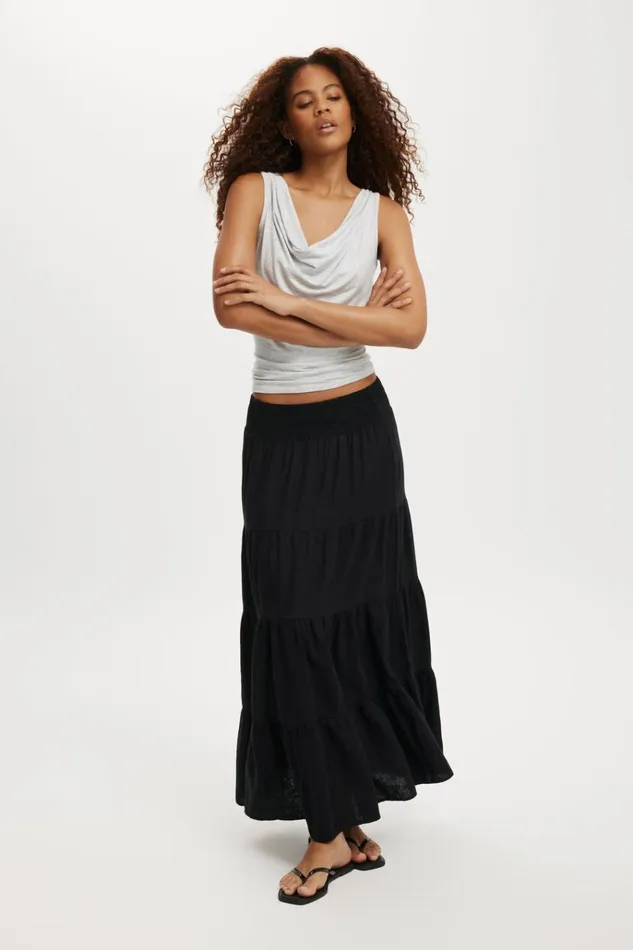 Women Tops Cotton On Lexa Tie Back Cowl Neck Top Grey Marle