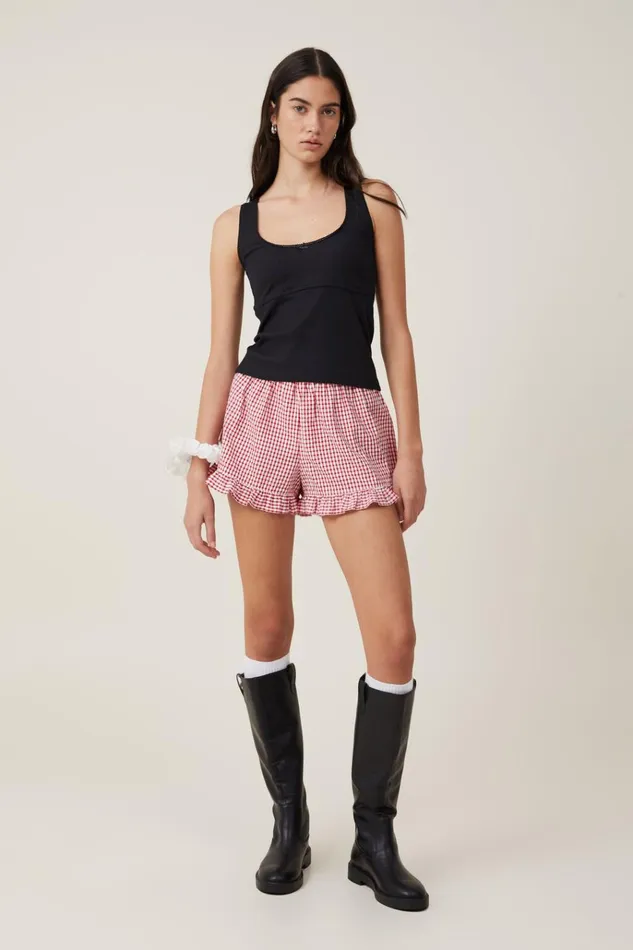 Women Tops Cotton On Lou Picot Trim Tank Black